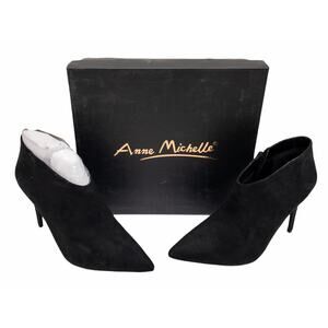 Anne Michelle Black Vegan Faux Suede Stiletto Ankle Bootie Women's 10